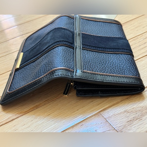 Burberry Prosum  bronze Metallic Navy Suade Leather Luxury Wallet Rare Vintage - Picture 12 of 16